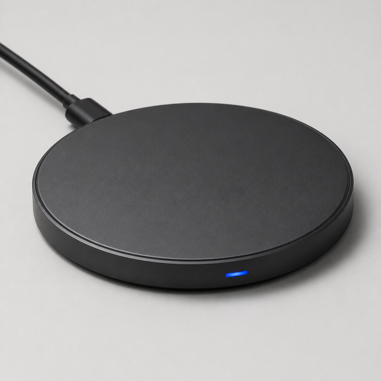 Compact 15W LED wireless charging pad — original EchoNestGear detail angle