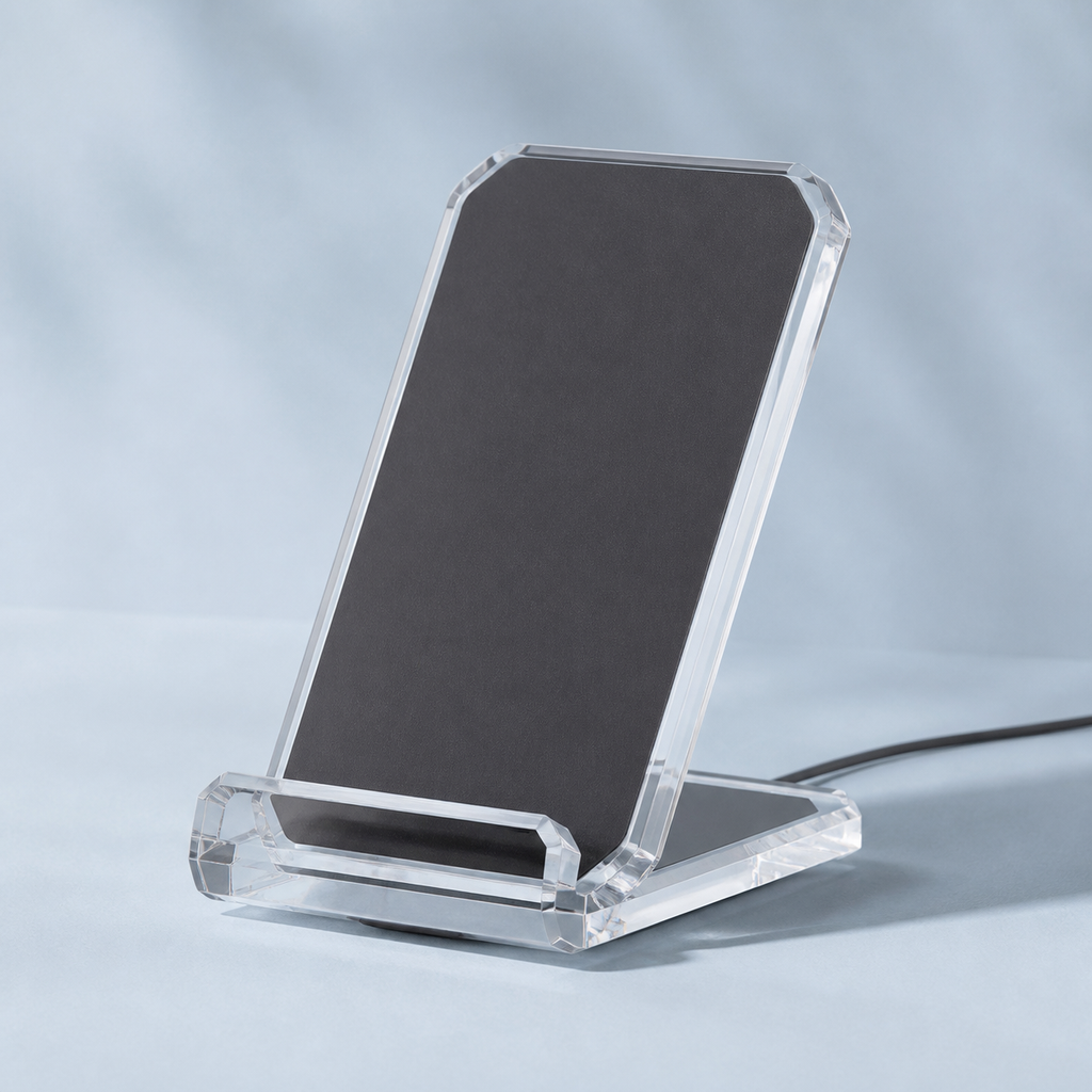 Original EchoNestGear product image: acrylic wireless charging stand