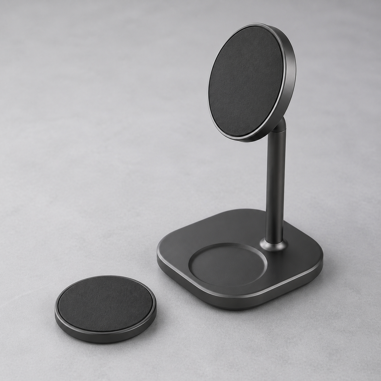 Detachable 10W wireless charging pad and stand — original EchoNestGear detail angle