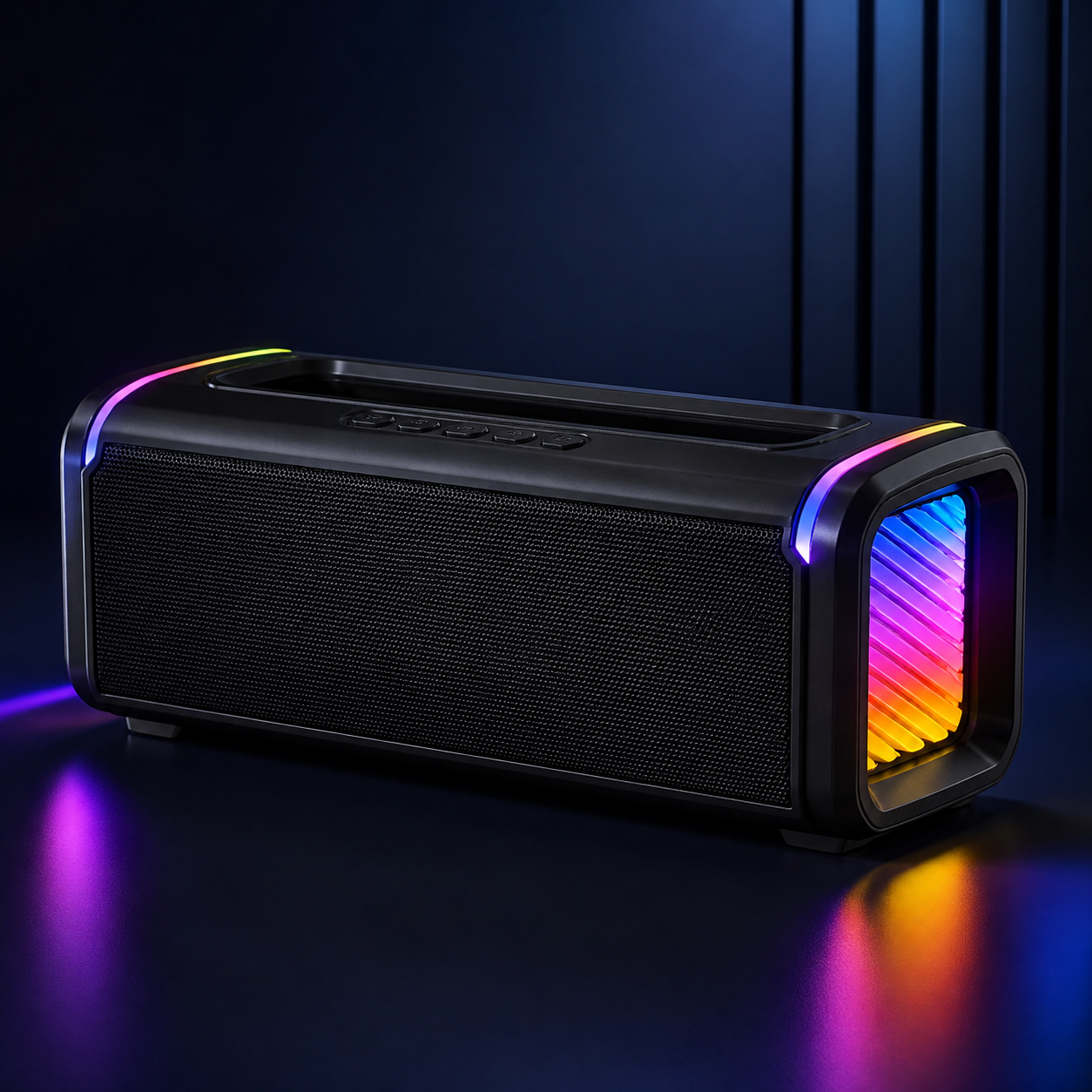 30W portable RGB Bluetooth speaker — original EchoNestGear studio image