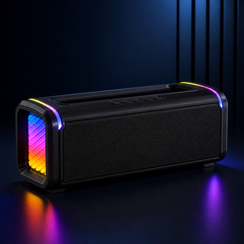 30W portable RGB Bluetooth speaker — original EchoNestGear detail angle
